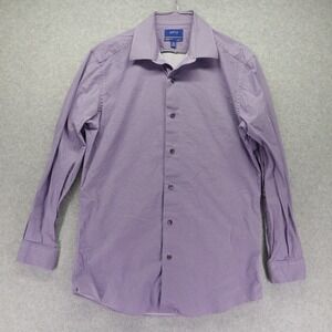 Apt 9 Shirt Mens 15.5 32/33 Premier Flex Slim Fit Button Up Purple Long Sleeve